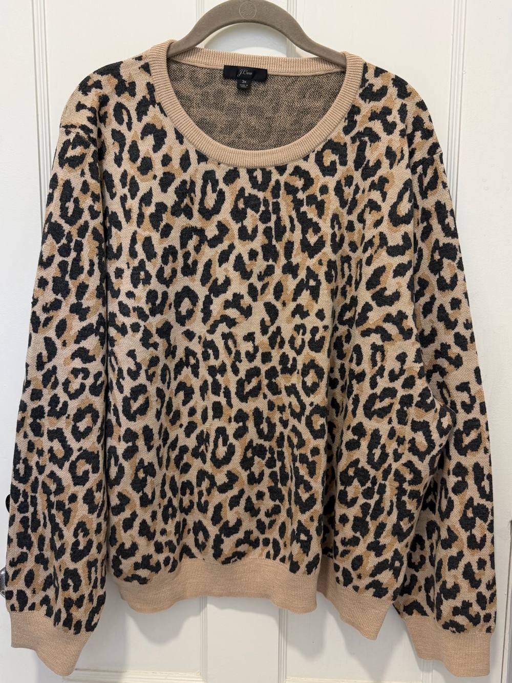 J. Crew Leopard-Print Crewneck Sweater in Tan and Black